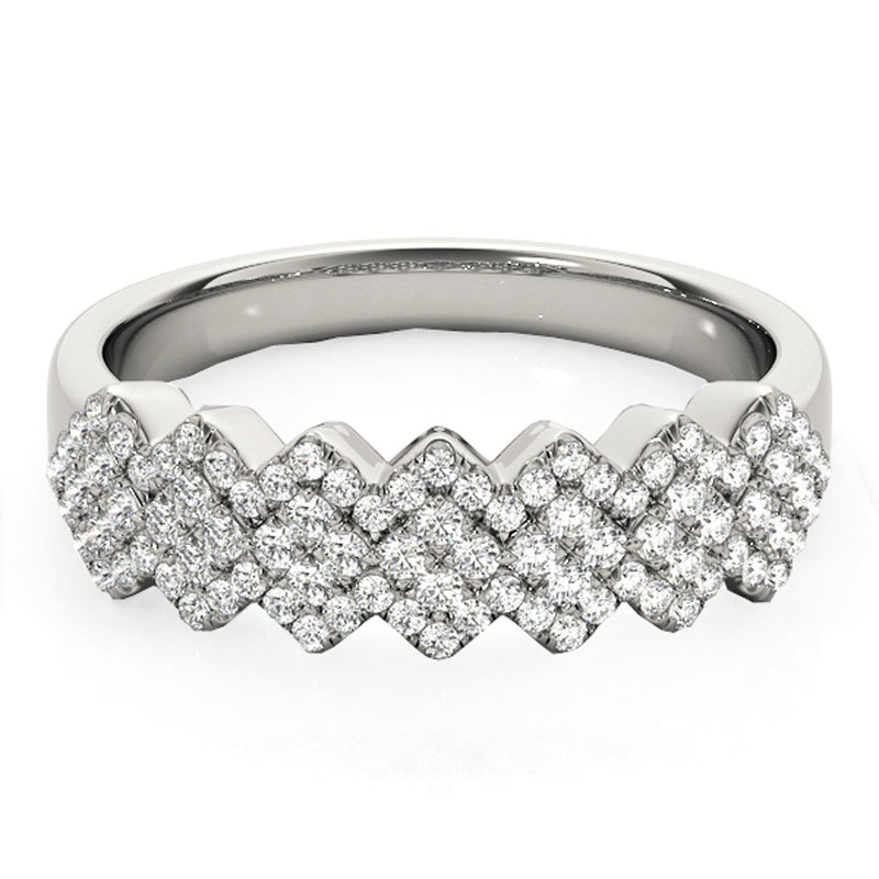 Bids.com Diamond Studded Wide Multi-Diagonal Pattern Ring in 14k White Gold (5/8 cttw) Rings