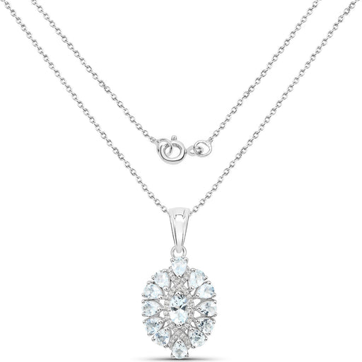 Bids.com 1.89 Carat Genuine Aquamarine and White Topaz .925 Sterling Silver Pendant Pendants