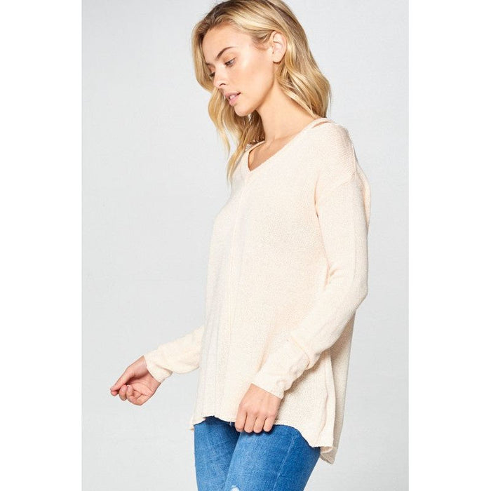 SOLID LIGHT KNIT V NECK SWEATER