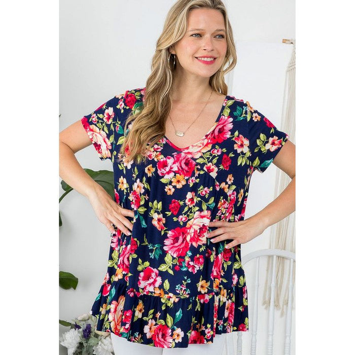 Plus Allover Floral Babydoll Top