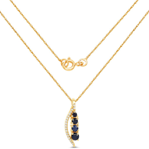Bids.com 0.40 Carat Genuine Blue Sapphire and White Diamond 14K Yellow Gold Pendant Pendants