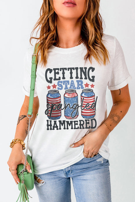 Getting Star Spangled Hammered Graphic Short Sleeve T-Shirt in White