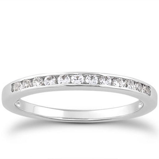 Bids.com 14k White Gold Channel Set Diamond Wedding Ring Band Set 1/3 Around Rings