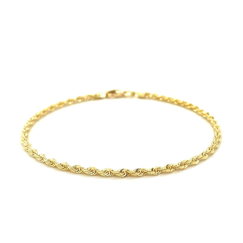 Bids.com 2.5mm 14k Yellow Gold Solid Diamond Cut Rope Bracelet Bracelets