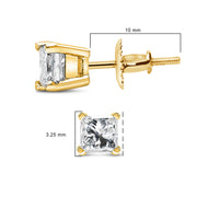 Bids.com 14K Yellow Gold 1/2 Cttw Princess Cut Diamond Solitaire Stud Earrings with Screwbacks (I-J Color, SI2-I1 Clarity) Earrings
