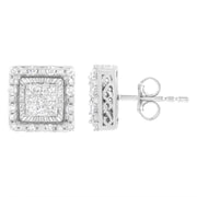 Bids.com 10K White Gold 1/2 cttw Invisible Set Princess-Cut Diamond Square Stud Earring (I-J Color, I1-I2 Clarity) Earrings