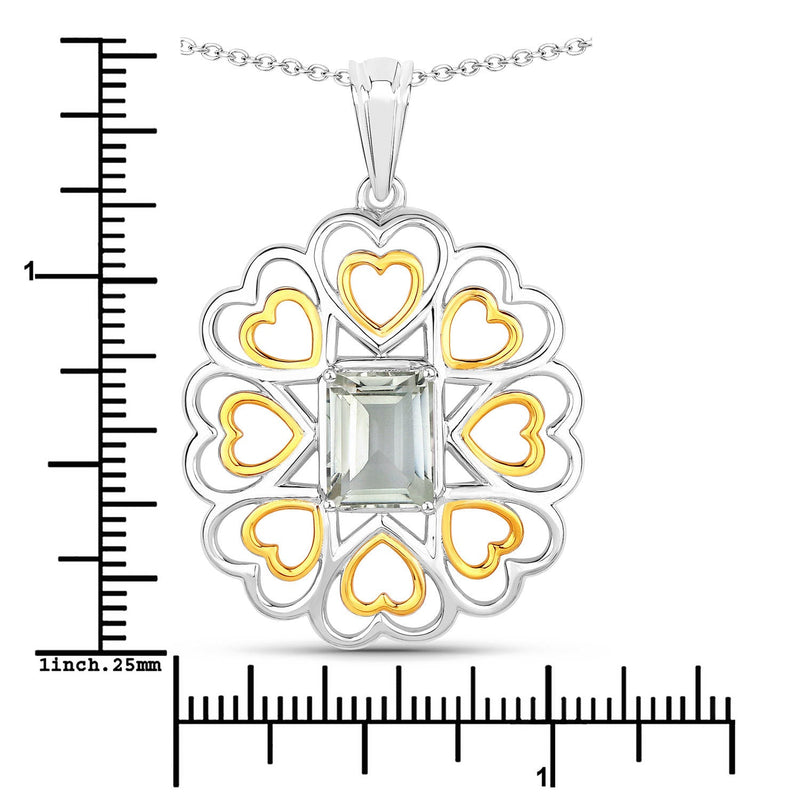 Bids.com 2.10 Carat Genuine Green Amethyst .925 Sterling Silver Pendant Pendants