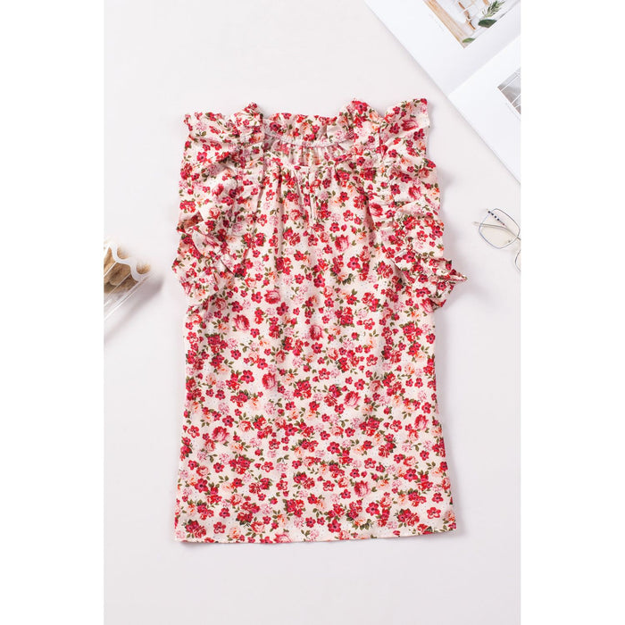 Floral Ruffle Sleeveless Top