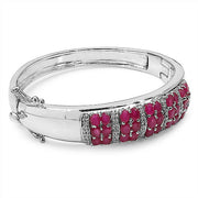 Bids.com 6.65 Carat Genuine Ruby and White Topaz .925 Sterling Silver Bracelet Bracelets