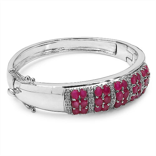 Bids.com 6.65 Carat Genuine Ruby and White Topaz .925 Sterling Silver Bracelet Bracelets