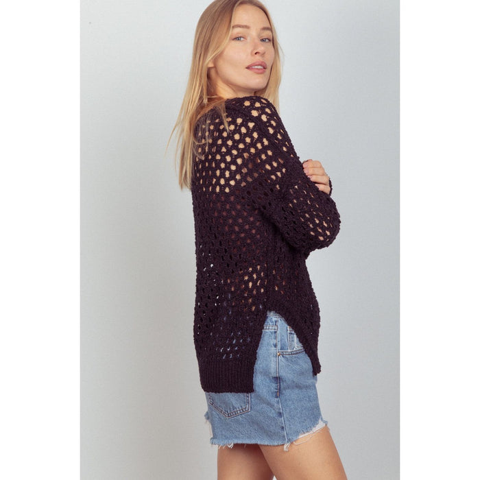 VERY J Openwork Slit Knit Cover Up