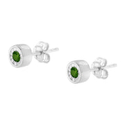 Bids.com .925 Sterling Silver 1/5 Cttw Round Brilliant-Cut Green Diamond Miracle-Set Stud Earrings (Fancy Color-Enhanced, I1-I2 Clarity) Earrings