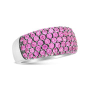 Bids.com 18K White Gold and Black Rhodium Multi Row Pink Sapphire Classic Band Ring - Ring Size 6.5 Rings
