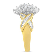 Bids.com 10K Yellow Gold Round And Baguette-Cut Diamond Ring (1/2 Cttw, H-I Color, I1-I2 Clarity) - Size 6 Rings