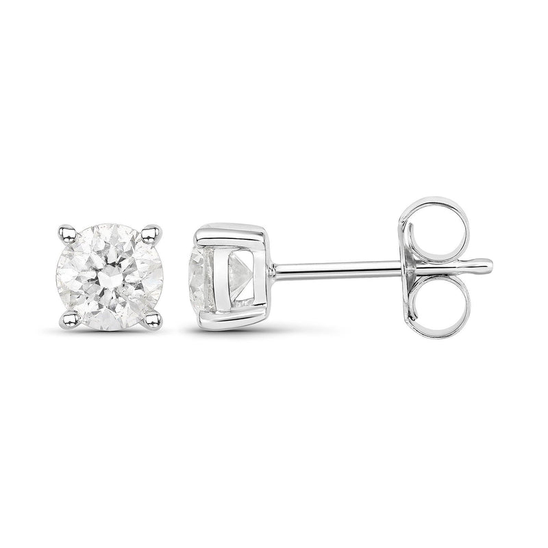 Bids.com 0.80 Carat Genuine White Diamond 14K White Gold Earrings Earrings