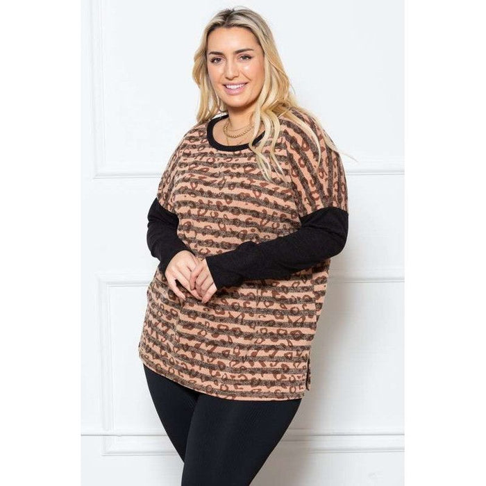 STRIPED ANIMAL PRINT LONG SLEEVE