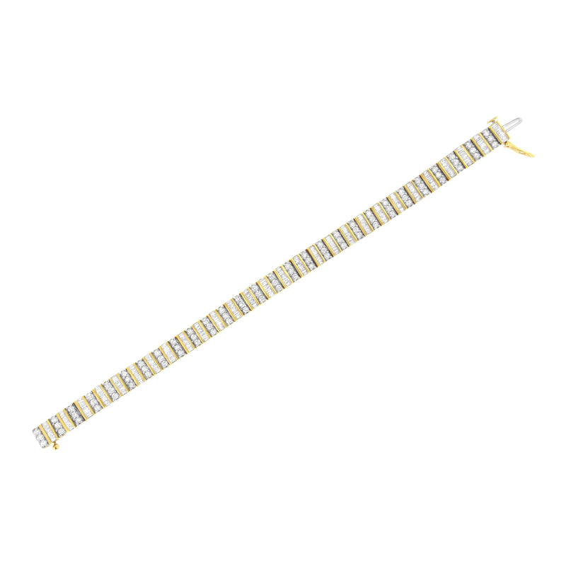 Bids.com 14K Yellow Gold 5.50 Cttw Round and Baguette Diamond Link Bracelet Bracelets