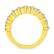 Bids.com 14K Yellow Gold Plated .925 Sterling Silver 2.0 Cttw Round Brilliant Cut Diamond 10 Stone Anniversary Band Ring (J-K Color, I1-I2 Clarity) - Size 7 Rings