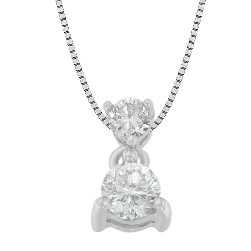 Bids.com 14K White Gold 1/2 cttw Round Cut Diamond Pendant Necklace (I-J, I1-I2) Necklaces