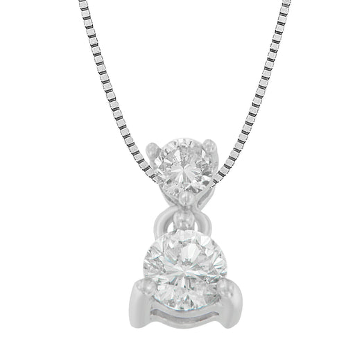 Bids.com 14K White Gold 1/2 cttw Round Cut Diamond Pendant Necklace (I-J, I1-I2) Necklaces