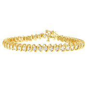 Bids.com 14K Yellow Gold Round Cut Diamond Spiral Link Bracelet (3.00 cttw, H-I Color, SI2-I1 Clarity) Bracelets