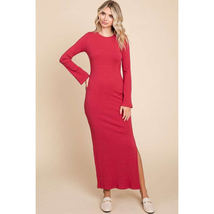 Culture Code Round Neck Bodycon Bell Maxi Dress