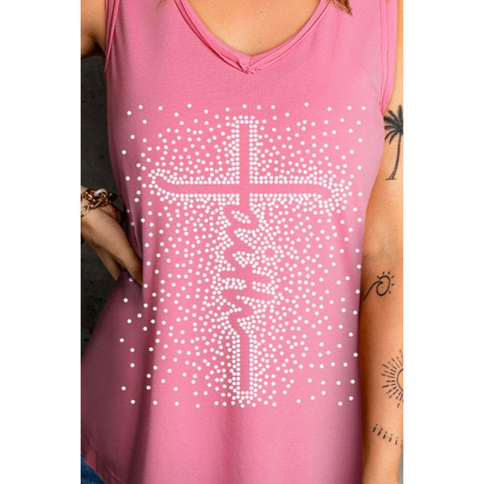 Faith Wide Strap Tank in Carnation Pink