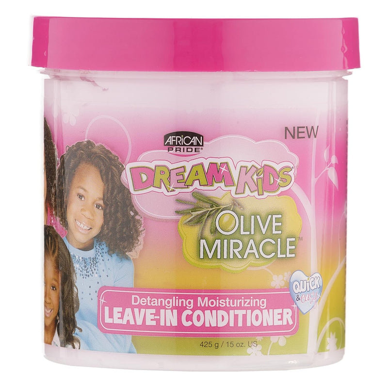 VIP Extensions African Pride Dream Kids Olive Miracle Detangling Moisturizing Leave-In Conditioner - Contains Olive Oil, Moisturizes & Nourishes Coils & Hair Curls, 15 Oz Hair Care