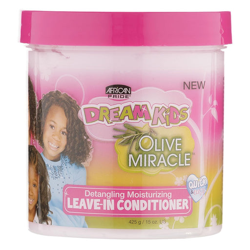 VIP Extensions African Pride Dream Kids Olive Miracle Detangling Moisturizing Leave-In Conditioner - Contains Olive Oil, Moisturizes & Nourishes Coils & Hair Curls, 15 Oz Hair Care