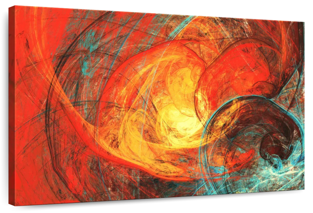 Flaming Sun Dynamic Abstract Wall Art