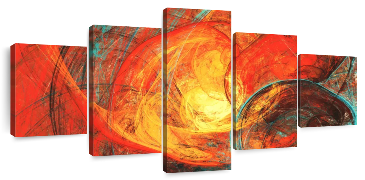 Flaming Sun Dynamic Abstract Wall Art