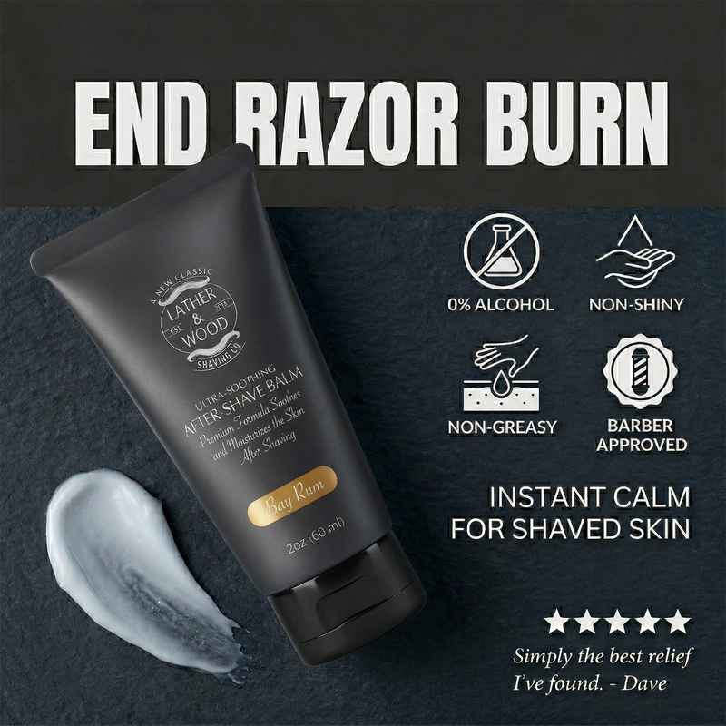 Lather & Wood Shaving Co After-Shave Balm - Bay Rum Men Grooming, Health