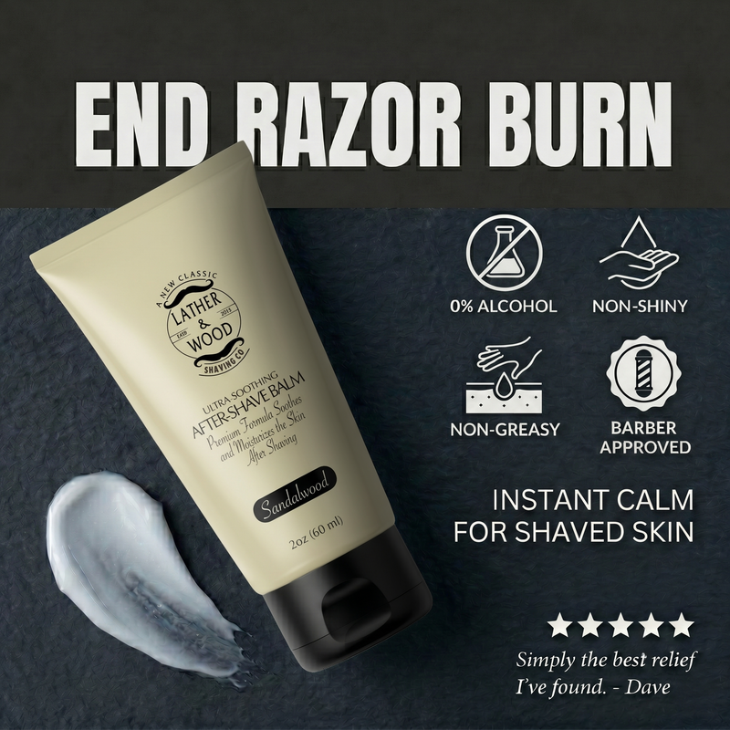 Lather & Wood Shaving Co After-Shave Balm - Sandalwood Men Grooming, Health
