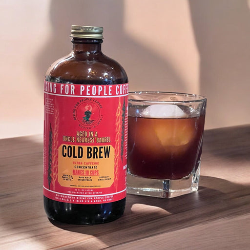 Rising For People Coffee Co. Aged Whiskey Barrel Concentrated Cold Brew Coffee Coffee