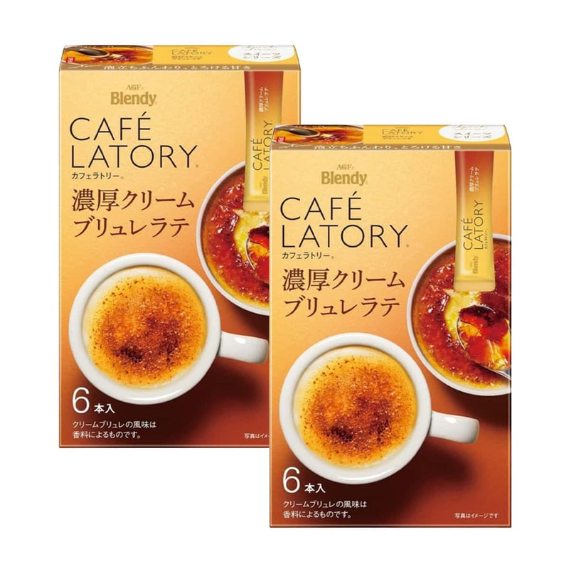 Nava Beauty AGF Blendy Cafe Latory Rich Cream Brulee Latte 6 Sticks x 2 Boxes White Smoke