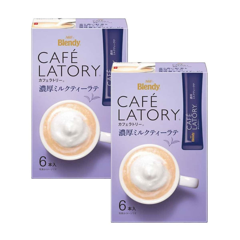 Nava Beauty AGF Blendy Cafe Latory Rich Milk Tea Latte 6 Sticks x 2 Boxes White Smoke