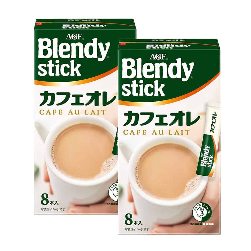 Nava Beauty AGF Blendy Stick Cafe au Lait 8 Sticks x 2 Boxes White Smoke