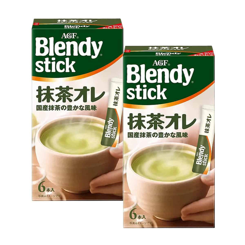Nava Beauty AGF Blendy Stick Matcha Au Lait Green Tea Latte 6 Sticks x 2 Boxes White Smoke
