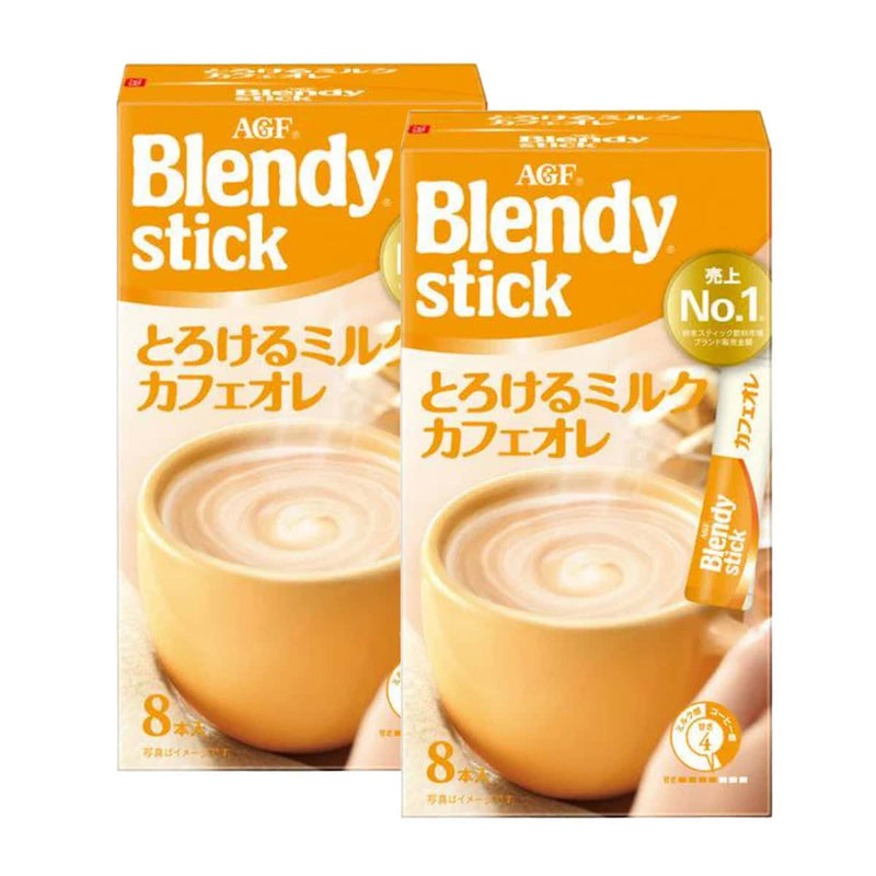 Nava Beauty AGF Blendy Stick Melting Milk Cafe Au Lait 8 Sticks x 2 Boxes Bisque