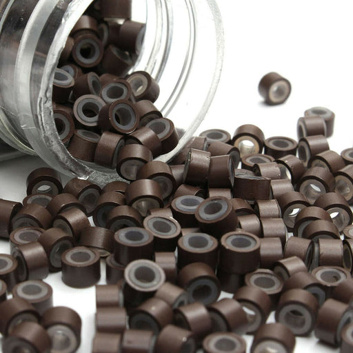 VIP Extensions Aluminum Silicone Micro Rings Style ''D'' MICROLINKS White Smoke 3-D.BROWN (1000 PCS)