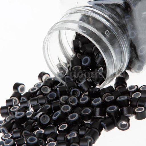 VIP Extensions Aluminum Silicone Micro Rings Style ''D'' MICROLINKS White Smoke 1-BLACK (1000PCS)