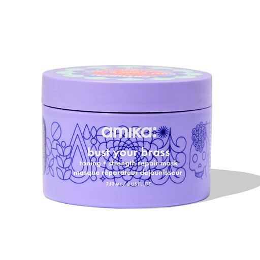 Nava Beauty Amika Bust Your Brass Toning + Strength Repair Mask 8 Oz Hair White Smoke