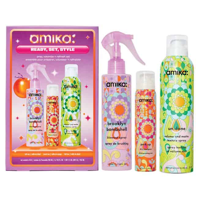 Nava Beauty Amika Ready, Set, Style - Prep, Volumize + Refresh Set White Smoke