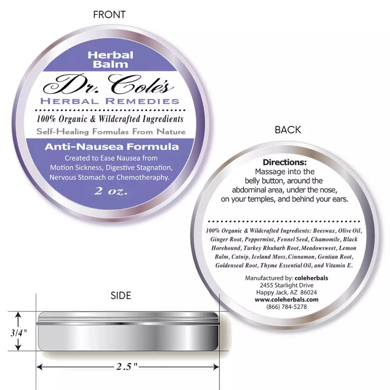 COLEHERBALS 05 - Dr. Cole's Organic Anti-Nausea Herbal Balm Herbal