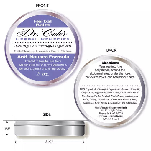 COLEHERBALS 05 - Dr. Cole's Organic Anti-Nausea Herbal Balm Herbal