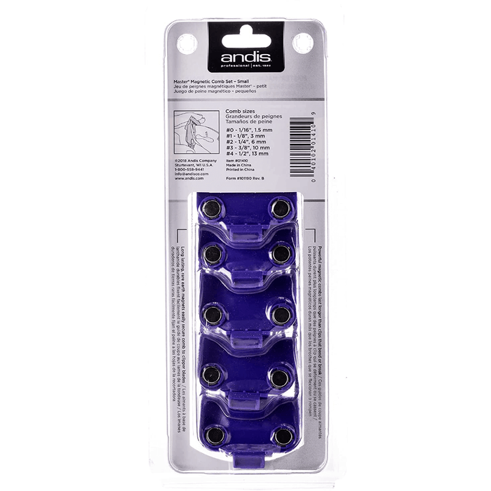 Andis Professional Master Magnetic Comb Set #01410 – Small, Fits For Mba, Mc-2, Ml, Pm- & Pm-4, Waterproof, Purple, Set Of 5