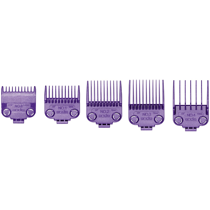 Andis Professional Master Magnetic Comb Set #01410 – Small, Fits For Mba, Mc-2, Ml, Pm- & Pm-4, Waterproof, Purple, Set Of 5
