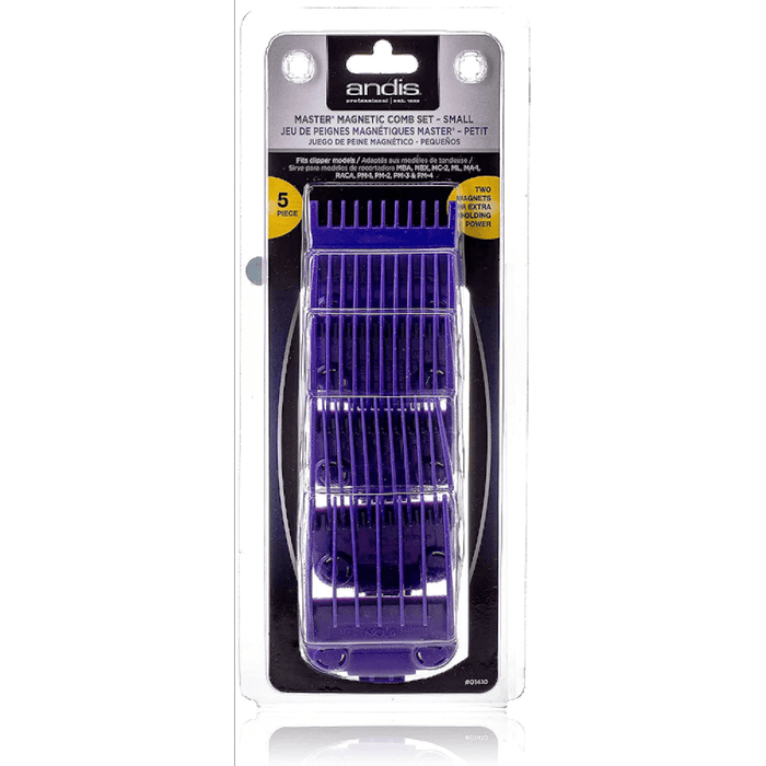 Andis Professional Master Magnetic Comb Set #01410 – Small, Fits For Mba, Mc-2, Ml, Pm- & Pm-4, Waterproof, Purple, Set Of 5