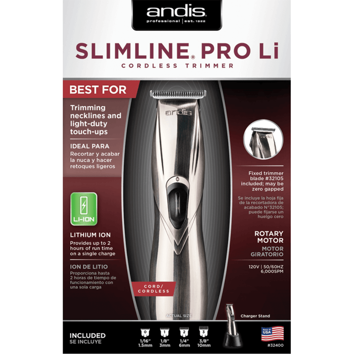 Andis Slimline Pro Li T-Blade Trimmer Chrome #32400