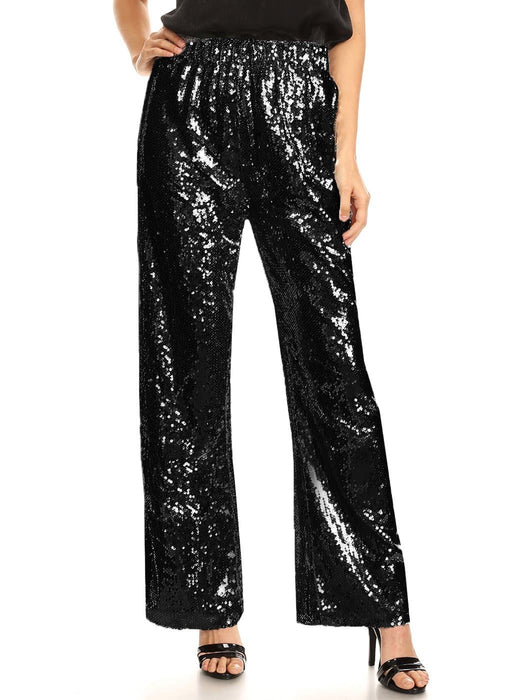 Sparkly Sequin Flare Wide Leg Pants by Anna-Kaci